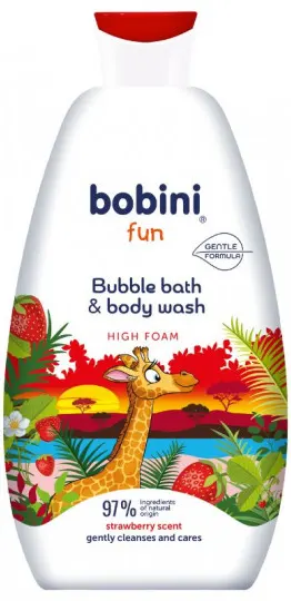 شاور للاطفال بوبيني، سائل استحمام وغسول للجسم بالفراولة، 500 مل.