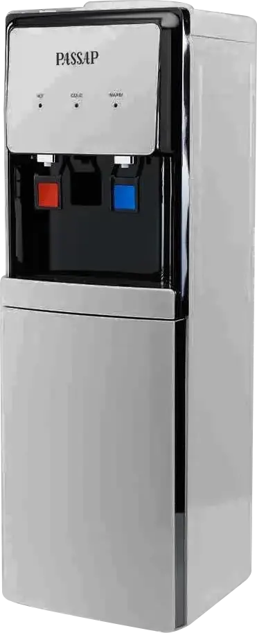 Passap Water Dispenser, 2 Taps (Hot + Cold), Top Loading, Cabinet, Silver*Black, HD-1726