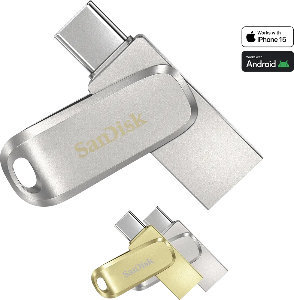 SanDisk Ultra Dual Luxe Flash Drive, 32GB, USB 3.2, USB -Type-C, Silver, SDDDC4-32G-G46