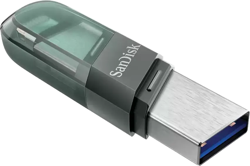 SanDisk iXpand Flash Drive Flip, 64GB, USB 3.2, USB Lightning -Type-A, Multi Color, SDIX90N-64G-GN6NE