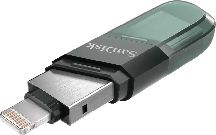 SanDisk iXpand Flash Drive Flip, 64GB, USB 3.2, USB Lightning -Type-A, Multi Color, SDIX90N-64G-GN6NE