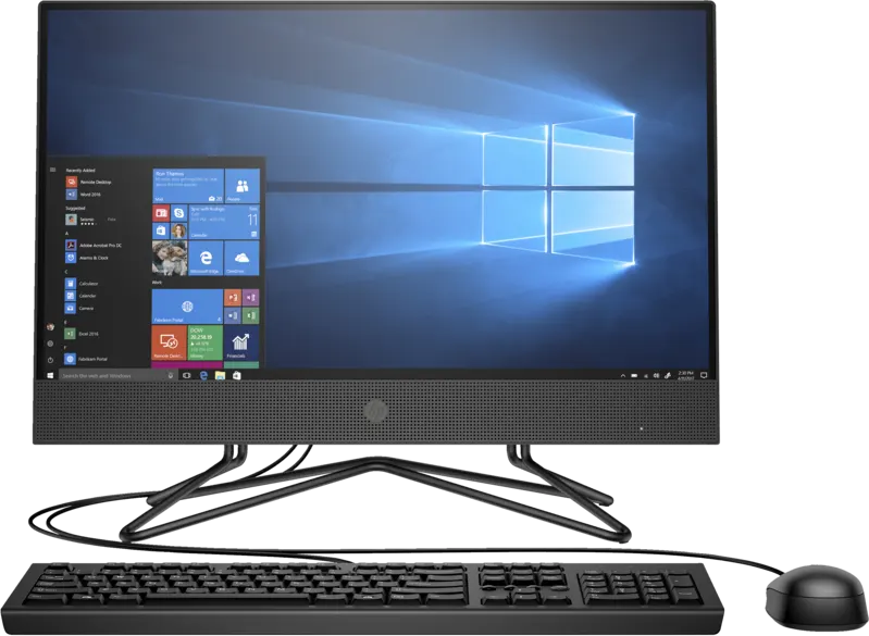 Desktop PC HP All in One G4 22-295D4EA , Intel Core i3-10110U, 8 GB RAM, 256GB SSD Hard Disk, Intel UHD 620 Graphics  Card, 21.5" FHD Display, Dos, Black