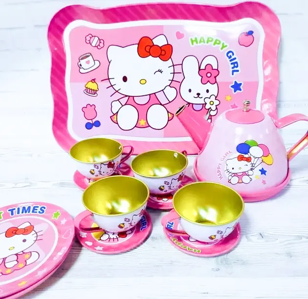 Hello Kitty Tea Set, Metal, 9 Pieces, 966-A17