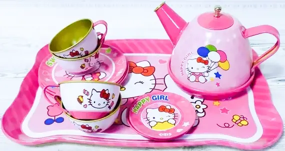 Hello Kitty Tea Set, Metal, 9 Pieces, 966-A17