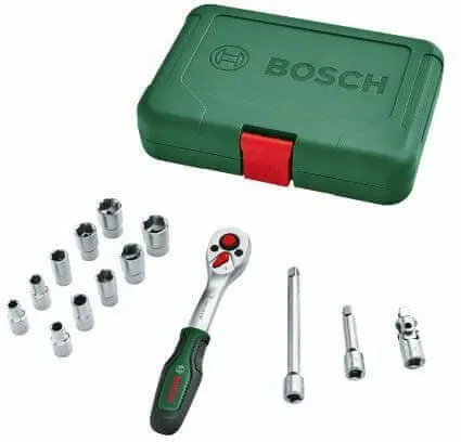Bosch Socket Set, 14 Pieces, 1-4 Inch, Green, A02BY0