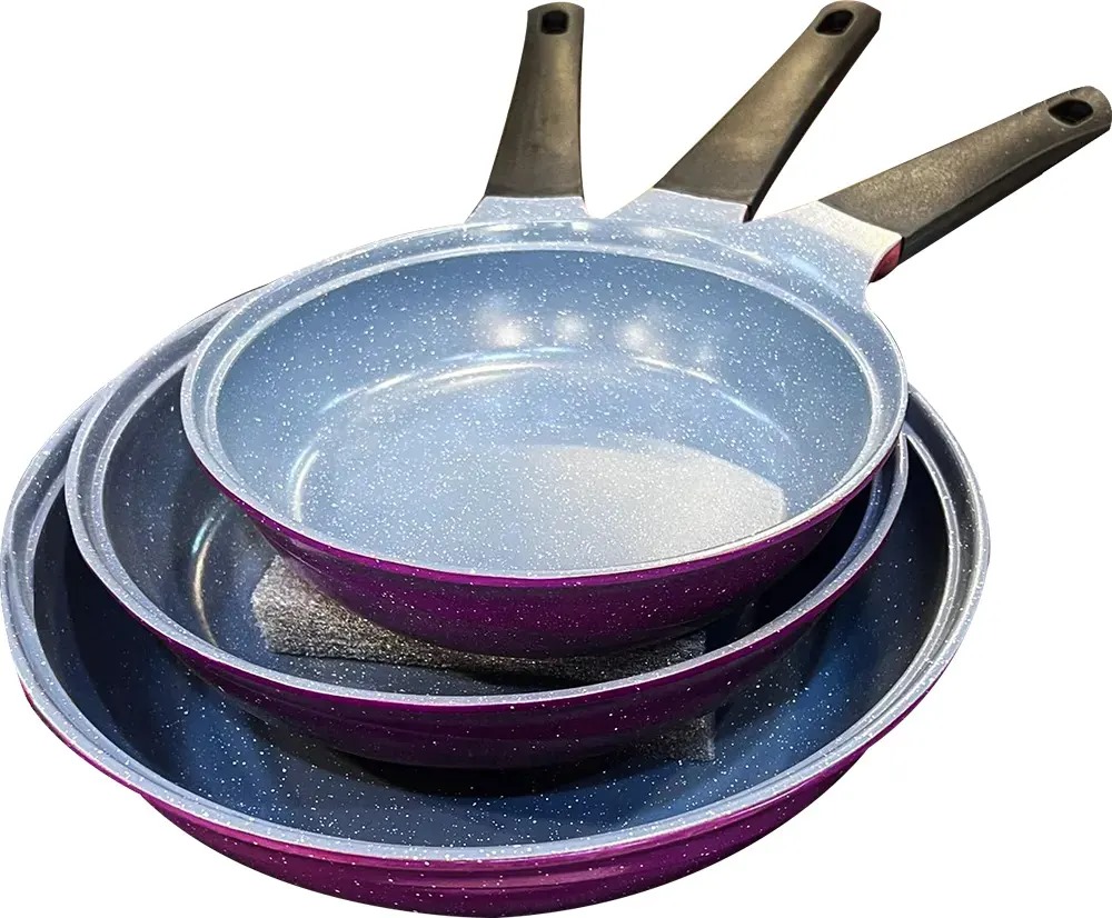 Glory Lux Granite Frying Pan Set, 3 Pieces, Purple