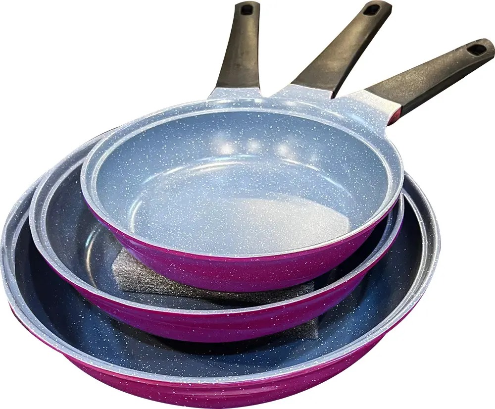 Glory Granite Luxe Frying Pan Set, 3 Pieces, Purple