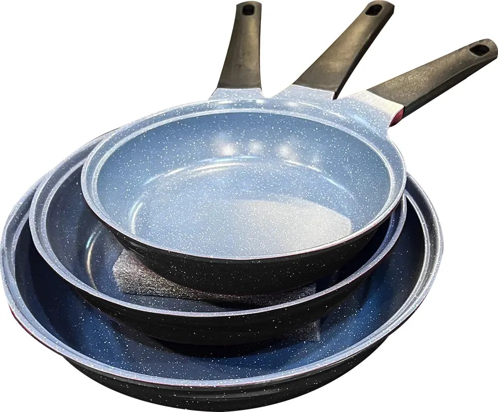Glory Granite Luxe Frying Pan Set, 3 Pieces, Black