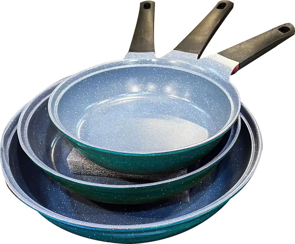 Glory Granite Luxe Frying Pan Set, 3 Pieces, Green