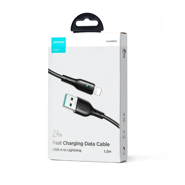 كابل شحن سريع جوي روم ,USB-A To Lightning ، طول 1.2 متر ، 2.4 أمبير ، أسود , S-UL012A13