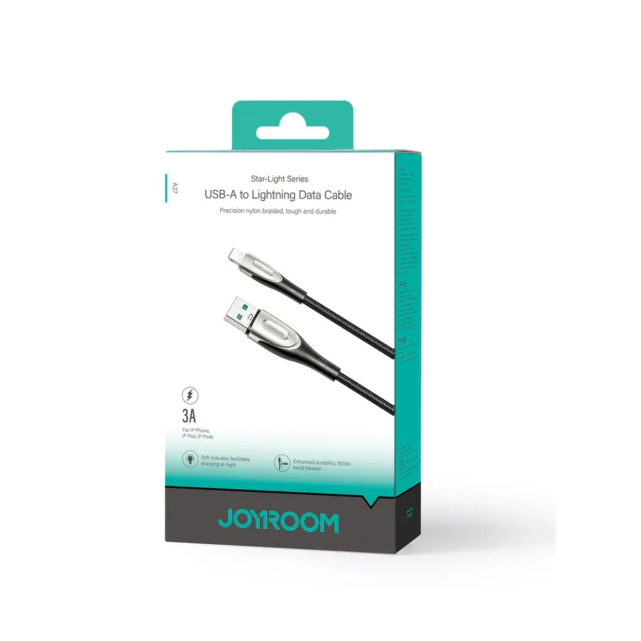 Joyroom Fast Charging Data Cable , USB-A To Lightning , 3M , 3A , Black , SA27-AL3