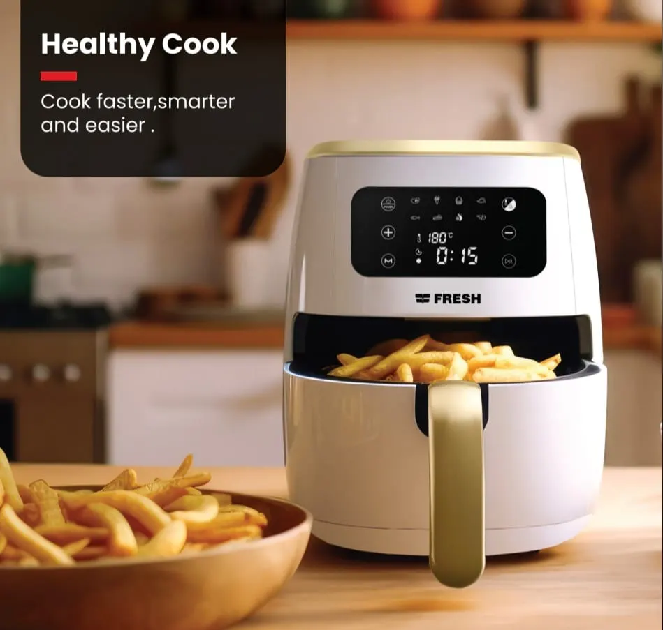 Fresh Air Fryer without Oil, 1800 Watt, 7 Liters, Digital Display, White, FAF-D1800W