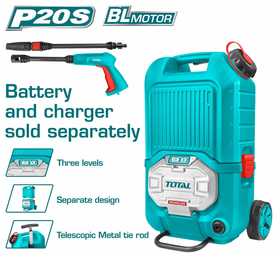 ماكينة غسيل تعمل ببطارية توتال تولز، 40 فولت، 90 بار،TPWLI-4006