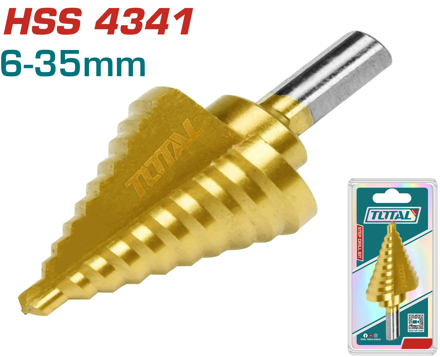 بنطة مدرجة كعب مسدس من توتال تولز ، لثقب المعادن ،6-35مم،TAC7563501