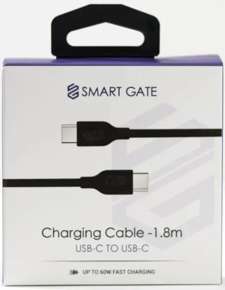 Smart Gate, Charging Cable, 1M, USB-C To USB,C 60W SGSA, Black, PCCF180B