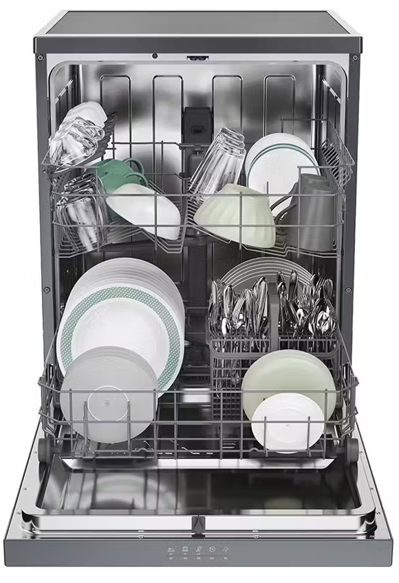 Hoover Dishwasher, 13 Place Setting  , 60 cm , 5 Programs, Inverter and Digital Display, Dark Silver , HF3E9L0A-EG