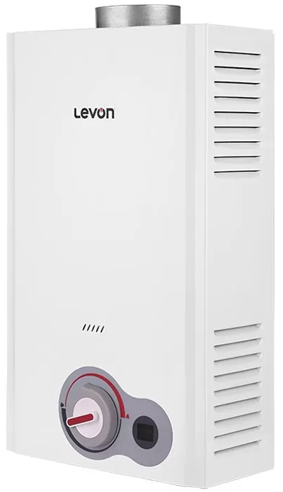 Levon Gas Water Heater, 10 Liters, Natural Gas, Digital Screen, Adapter, White, (6518120) DG5