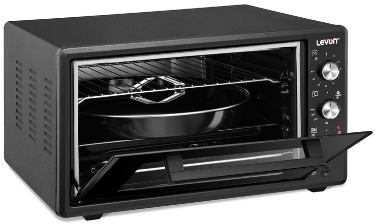 Levon Electric Oven, 45 Liters, 1400 Watts, Rotisserie, Fan, Dell Glass, Black, 1615012