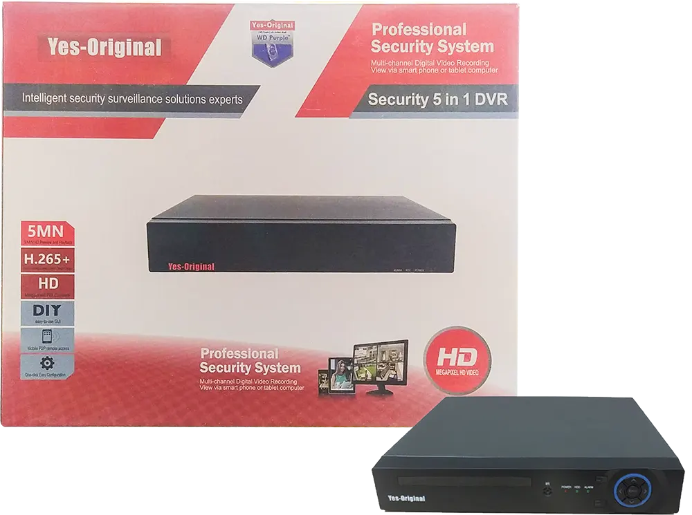 DVR Yes Original 8Channels 5*1, HD H265, USB, Black, OR.8CH 5IN1 -5MN