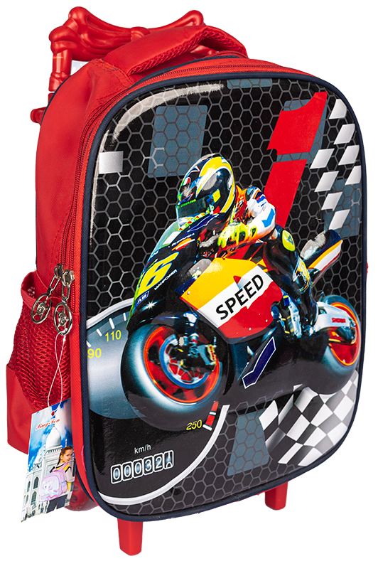 شنطه مدرسة للأولاد، رسمه سبيد، تروللي ، أحمر* أسود , 14-1