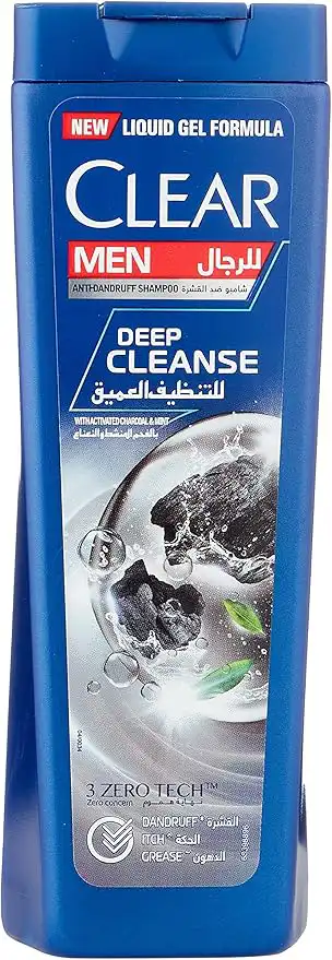 Clear Men's Anti-Dandruff Shampoo, Deep Cleansing, with Charcoal and Mint Extract, 180  ml