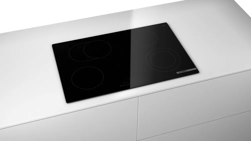 Bosch Built-in Hobs , 80 cm, 4 Burners, Electric, Glass ceramic, Black, PKN811FP2E