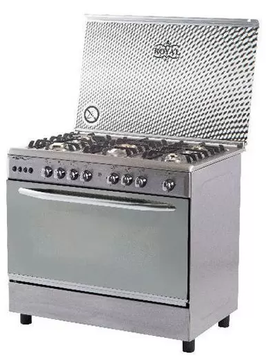 Royal Caesar Cast Stove, 90 cm, 5 Burners, Digital Screen , Fan , Stainless Steel,2010294