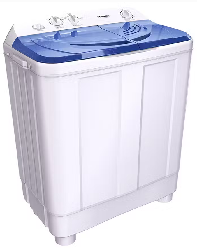 Tornado Half-Automatic Washing Machine, Pump, 7 Kg , 2 Tubs,  White,  Blue Door, (BL) TWH-Z07DNEP-W