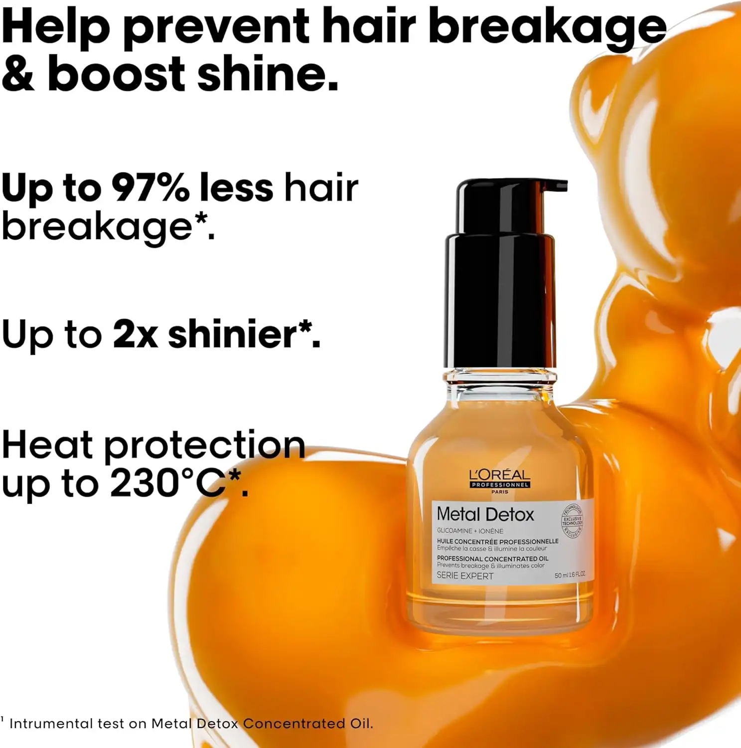L’Oréal Paris Professionnel Metal Detox Concentrated Oil for Soft, Shiny, Silky Hair, Fast-absorbing, For All Hair Types, 50 ml