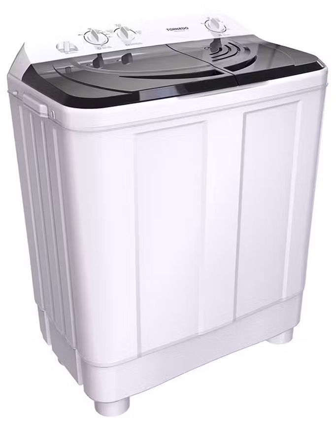 Tornado Half-Automatic Washing Machine, Pump, 7 Kg , 2 Tubs, White , Black Door ، TWH-Z07DNEP-W