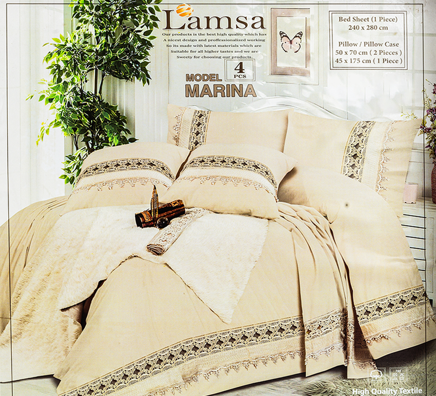 طقم ملاية لمسة ، مارينا ، مقاس 240*280 سم ، مكون من 4 قطع ،  متعدد الألوان