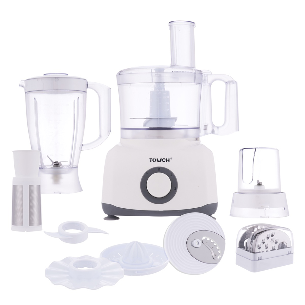Touch El Zenouki king Food Processor, 1000 Watt, 1.5 Liter, Multifunction, White x Grey, 40510