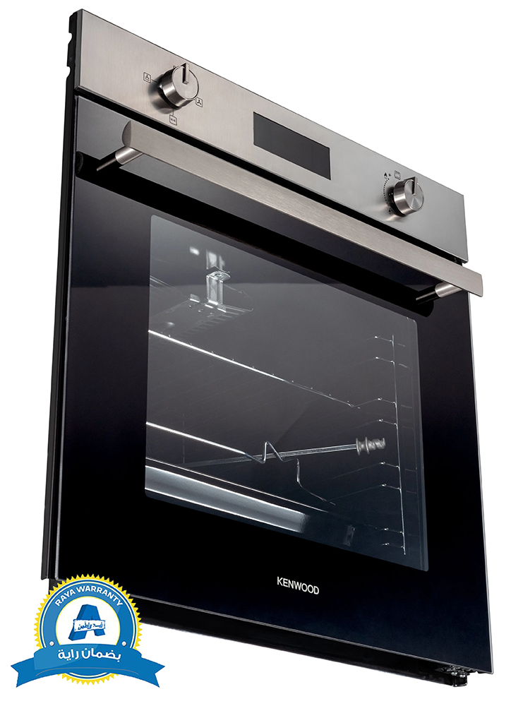 Kenwood Built-in Oven, 60 cm, Gas, 71 liters, Digital Screen, Fan, Grill, Black x Silver, Raya Warranty, OVG60.100SS