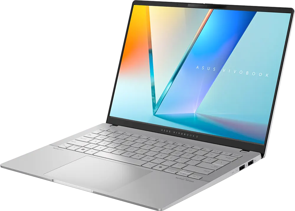 Laptop Asus VivoBook S 14 OLED M5406UA-QD055W AMD Ryzen 9-8945HS, 16GB RAM, 512GB SSD Hard Disk, AMD Radeon Integrated Graphics Card, 14.0" WUXGA OLED Display, Windows 11 Home, Cool Silver