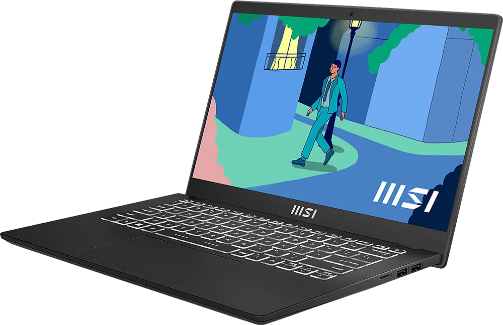 Laptop MSI Modern 14 C12MO-1073XEG, Intel® Core™ i7-1255U, 12th Gen, 8GB RAM, 512GB SSD Hard Disk, Intel® Iris xe Integrated Graphics Card, 14 inch FHD Display, Dos, Classic Black