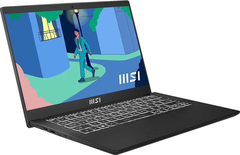 Laptop MSI Modern 14 C12MO-1073XEG, Intel® Core™ i7-1255U, 12th Gen, 8GB RAM, 512GB SSD Hard Disk, Intel® Iris xe Integrated Graphics Card, 14 inch FHD Display, Dos, Classic Black