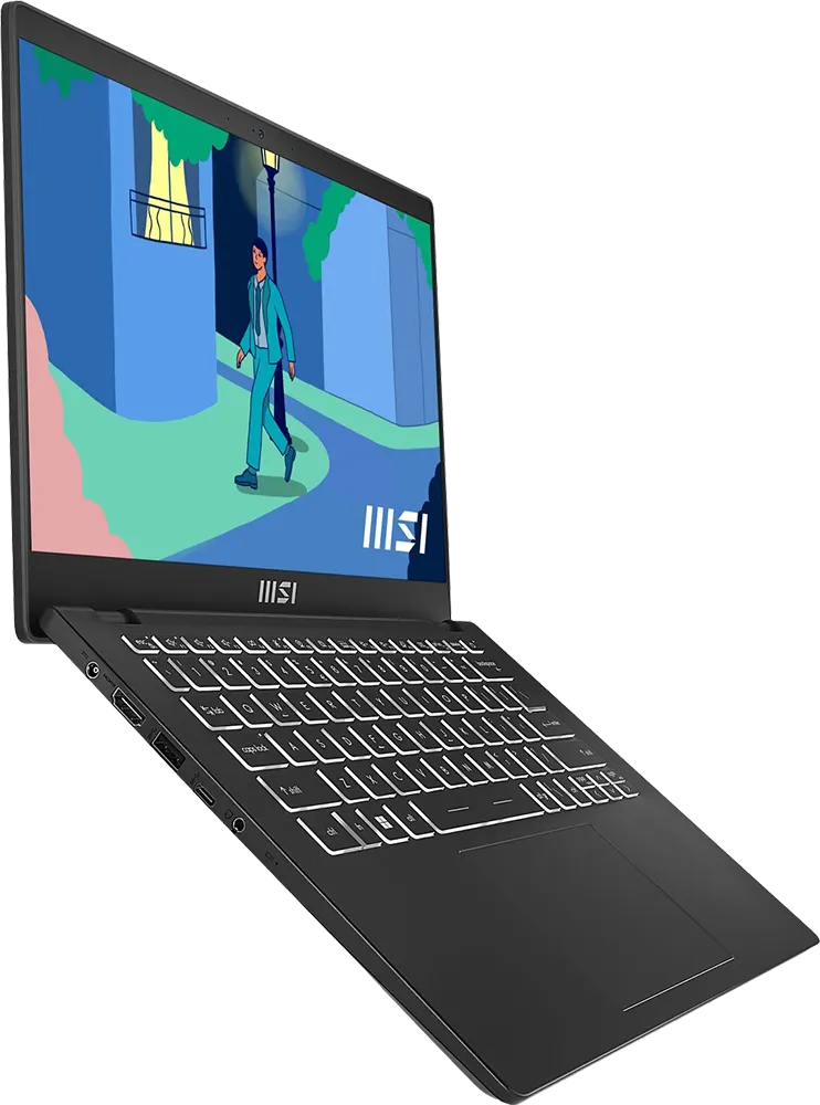 Laptop MSI Modern 14 C12MO-1073XEG, Intel® Core™ i7-1255U, 12th Gen, 8GB RAM, 512GB SSD Hard Disk, Intel® Iris xe Integrated Graphics Card, 14 inch FHD Display, Dos, Classic Black