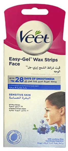 شرائح شمعية لازالة شعر الوجه للبشرة الحساسه من فيت ،20 شريط
