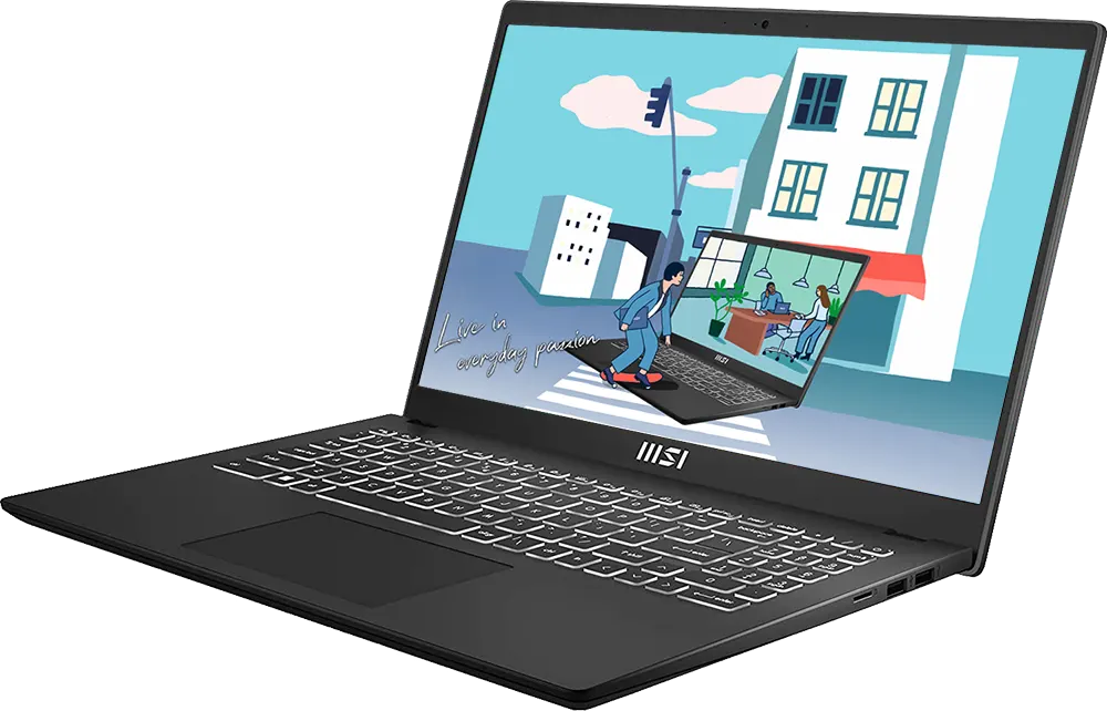 Laptop MSI Modern 15 H B13M-088XEG, Intel® Core™ i7-13620H, 13th Gen, 8GB RAM, 512GB SSD Hard Disk, Intel® Iris xe Integrated Graphics Card, 15.6 inch FHD Display, Dos, Classic Black