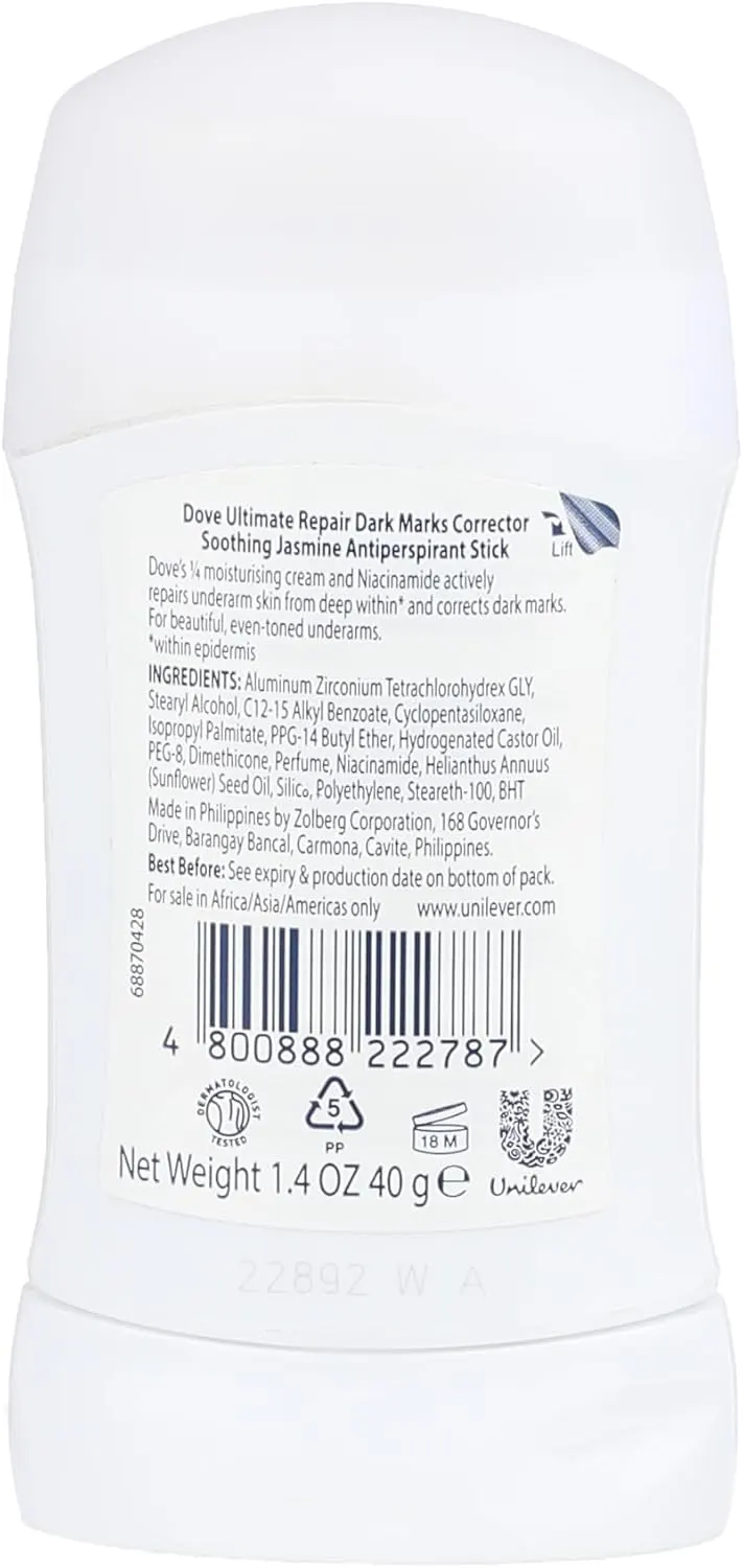 Dove Ultimate Repair Dark Marks Corrector Soothing Jasmine Deodorant Stick, 40g