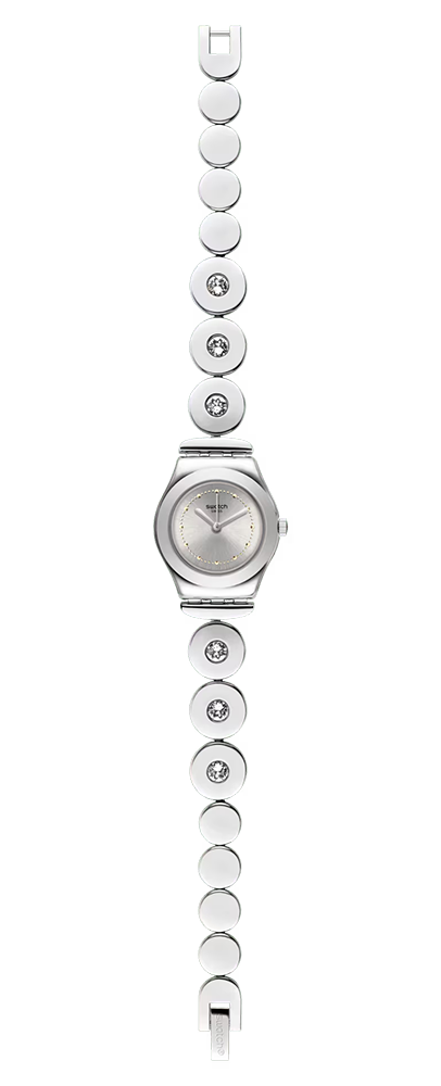 Swatch Inspirance Women's Watch , Round Shape Analog Wrist Watch, Stainless Steel Bracelet , Silver , YSS317G