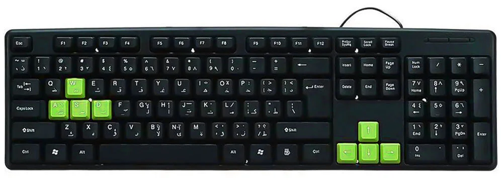 Gamma Wired Keyboard English & Arabic ,104 Keys ,USB , Black , K-15