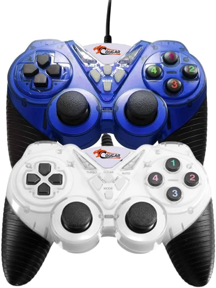 Cougar Double Gamepad Wired Double Controller ,Turbo ,USB , White & Blue , 9082