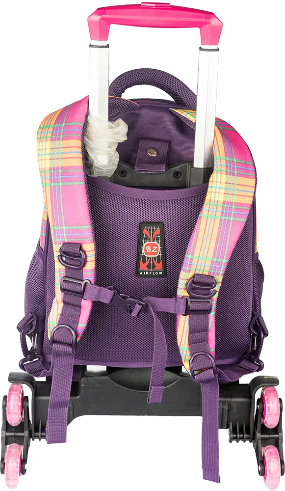 BZ Girl's School Bag , Unicorn Graphics , 16.5 Inch , Wheel , Pink x Purple , 3962