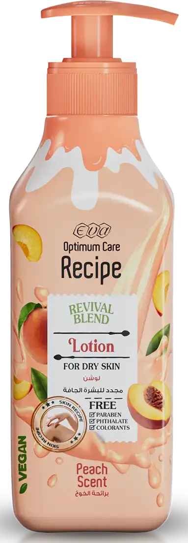 Eva Recipe Peach Lotion, Revitalizing and Hydrating Body Lotion for Dry Skin, 370 ml.
