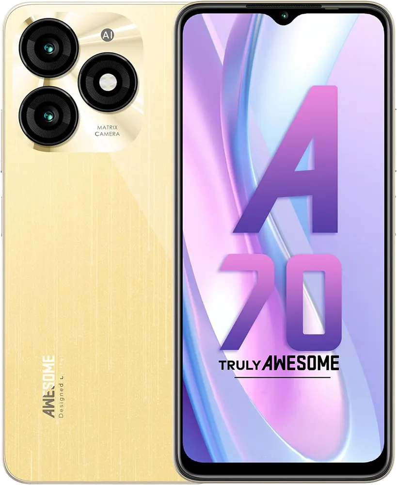 Itel A70 Dual SIM Mobile, 128GB Memory, 3GB RAM, 4G LTE, Brilliant Gold