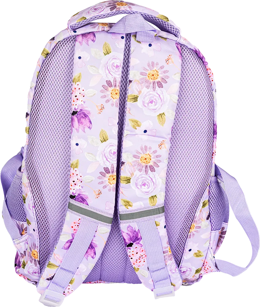 شنطة مدرسية للبنات من كلاسيك ، اشكال ورود - كاشمير ، مقاس كبير، بنفسجي