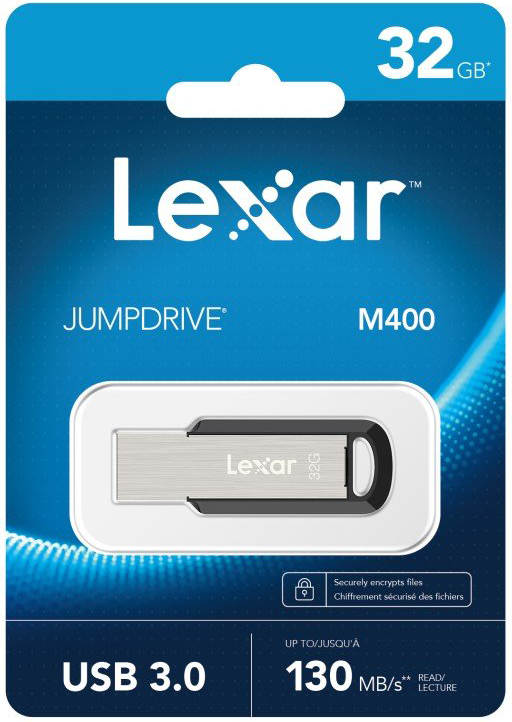 Lexar JumpDrive M400 Flash Memory, 32 Gb , USB 3.0 , Silver , LJDM400032G-BNBNG