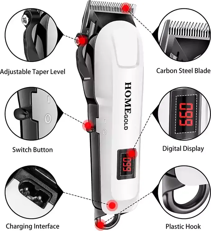 Home Gold Electric Hair Clipper for men, for dry use, White, KM-809A