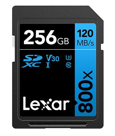 Lexar Blue Series Memory Card , 256 GB , 800X SD ,Speed 120 Mb-s , LSD08000256G-BNNNG
